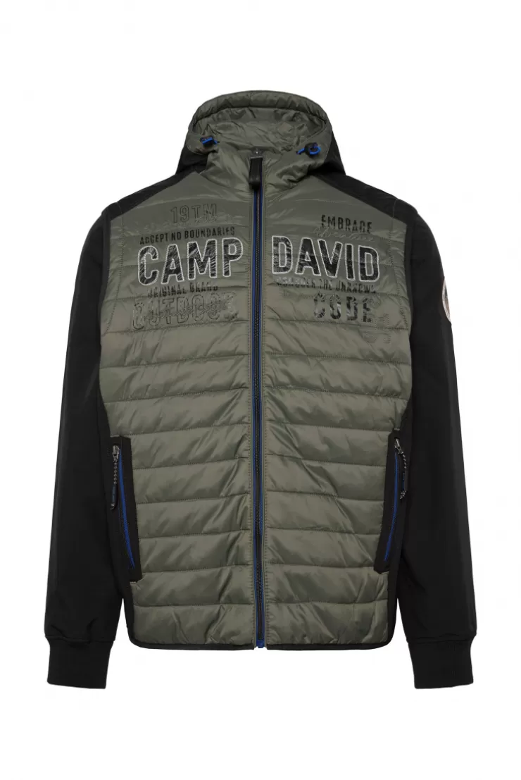 CAMP DAVID & SOCCX 2-in-1  Softshelljacke mit abtrennbaren Ärmeln forest khaki / black Flash Sale