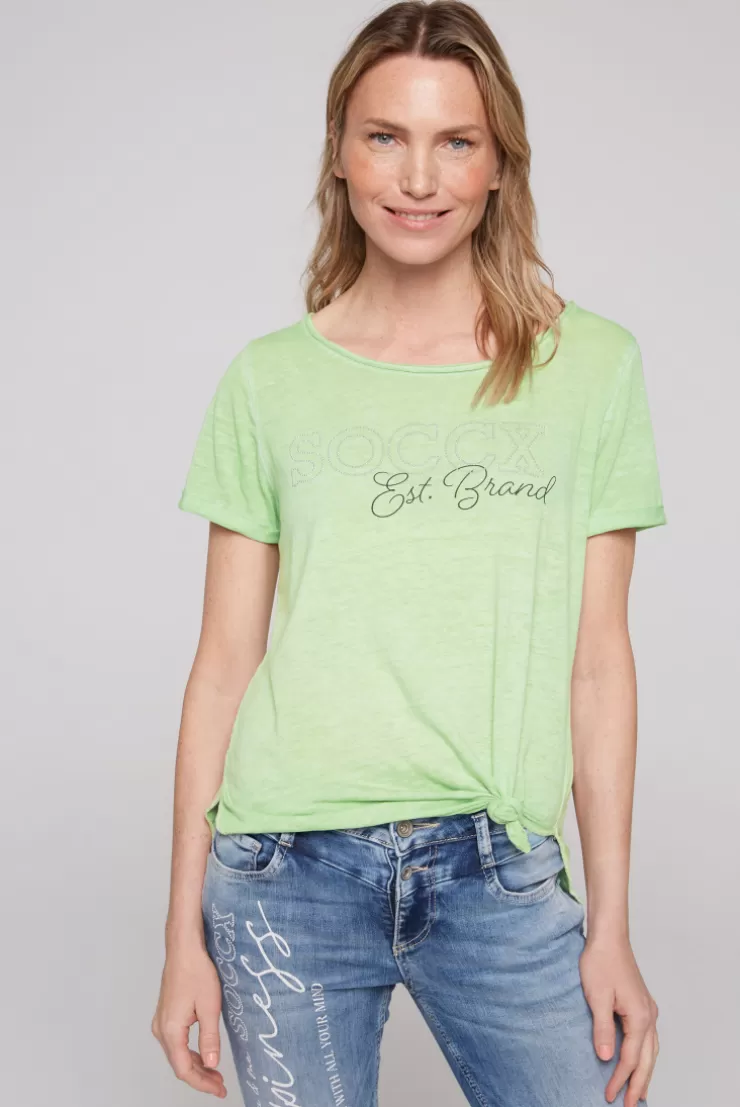 CAMP DAVID & SOCCX Ausbrenner-Shirt mit Logo aus Schmucksteinen light green lightgreen Clearance