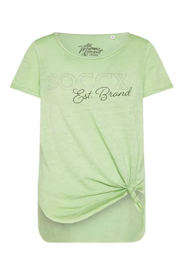 CAMP DAVID & SOCCX Ausbrenner-Shirt mit Logo aus Schmucksteinen light green lightgreen Clearance