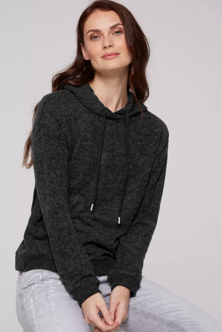 CAMP DAVID & SOCCX Basic Hoodie aus Flauschstrick black Online