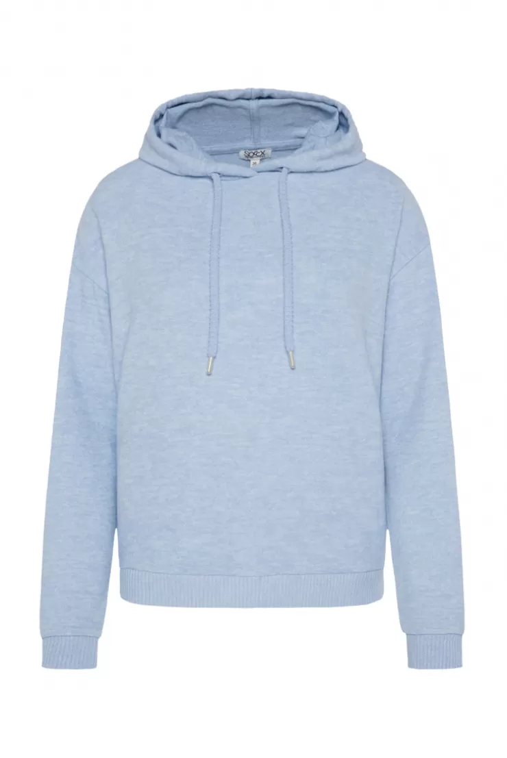 CAMP DAVID & SOCCX Basic Hoodie aus Flauschstrick cool blue coolblue Clearance