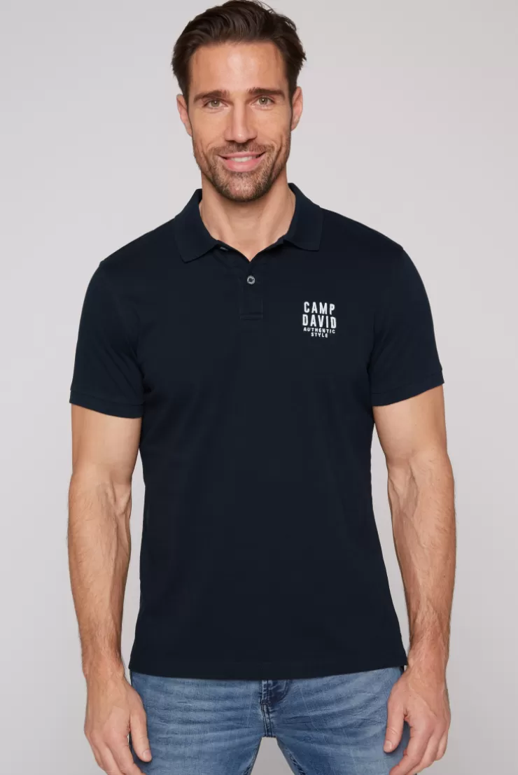 CAMP DAVID & SOCCX Basic Pikee-Polo mit Logo-Stickerei blue navy bluenavy Online