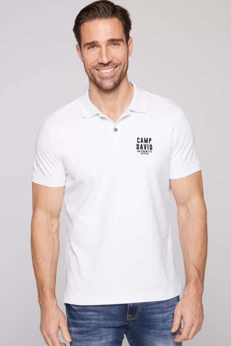 CAMP DAVID & SOCCX Basic Pikee-Polo mit Logo-Stickerei opticwhite Hot