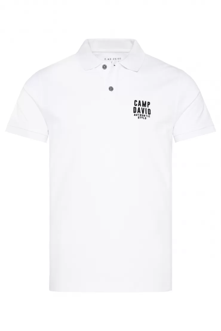 CAMP DAVID & SOCCX Basic Pikee-Polo mit Logo-Stickerei opticwhite Hot