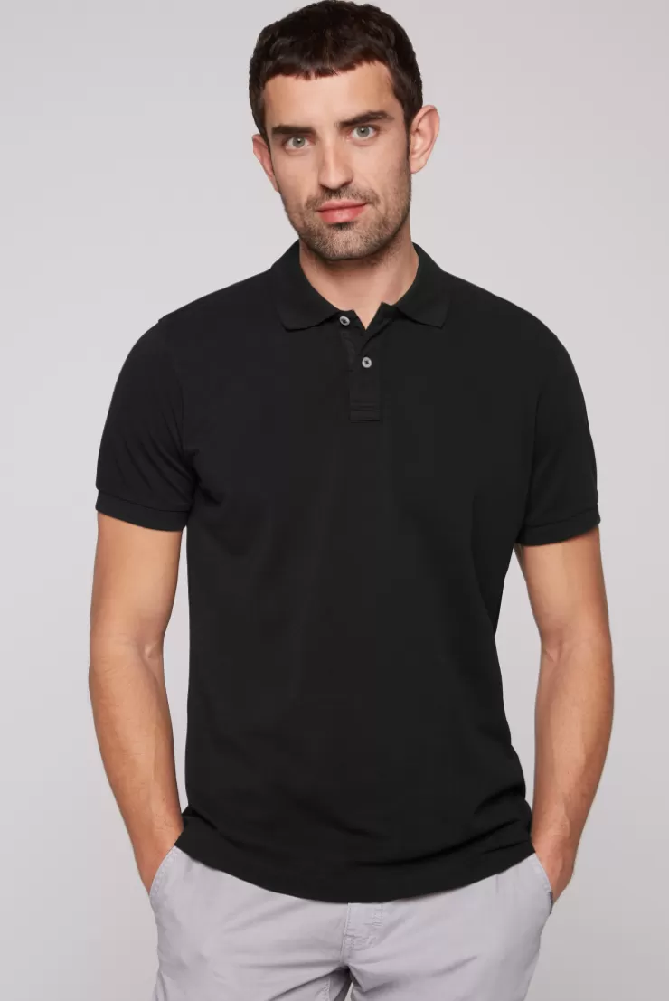 CAMP DAVID & SOCCX Basic Pikee-Polo mit Trikotkragen black Clearance