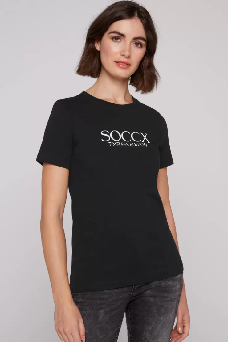 CAMP DAVID & SOCCX Basic T-Shirt mit Logo Print black Cheap