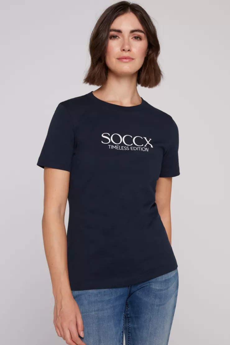 CAMP DAVID & SOCCX Basic T-Shirt mit Logo Print blue navy bluenavy New