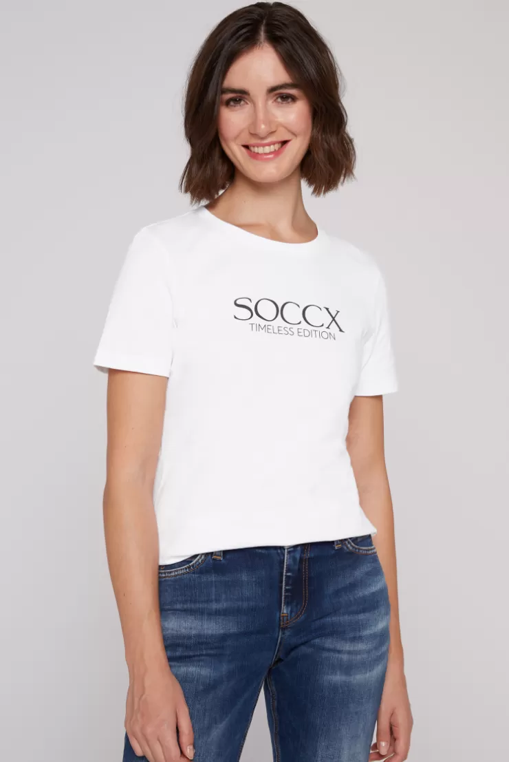 CAMP DAVID & SOCCX Basic T-Shirt mit Logo Print opticwhite Cheap