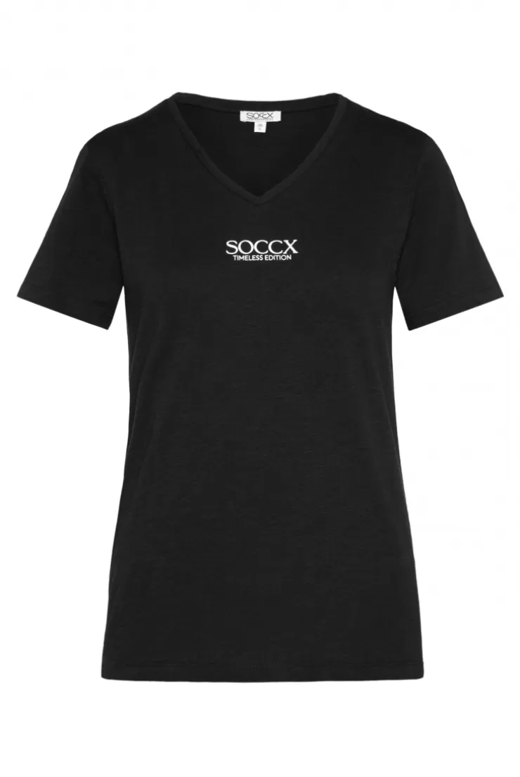 CAMP DAVID & SOCCX Basic T-Shirt mit V-Ausschnitt und Logo black Clearance