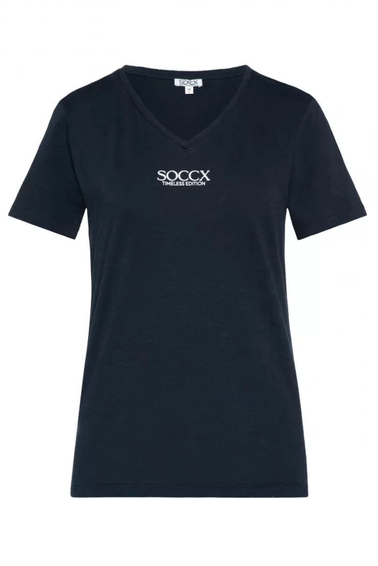 CAMP DAVID & SOCCX Basic T-Shirt mit V-Ausschnitt und Logo blue navy bluenavy Best Sale