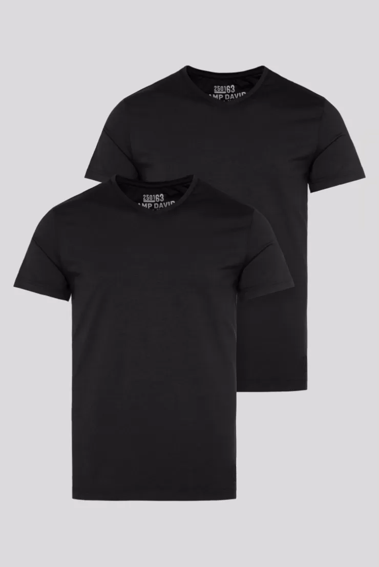 CAMP DAVID & SOCCX Basic T-Shirt mit V-Neck, Doppelpack / black Best Sale