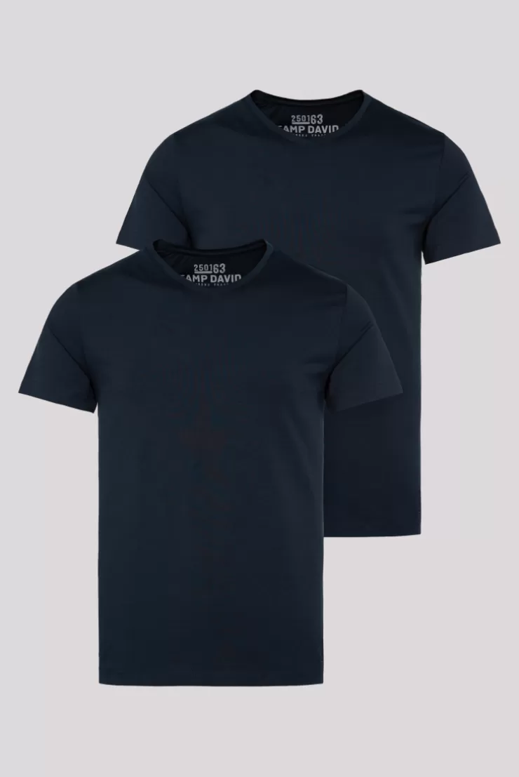 CAMP DAVID & SOCCX Basic T-Shirt mit V-Neck, Doppelpack blue navy / blue navy bluenavy Flash Sale