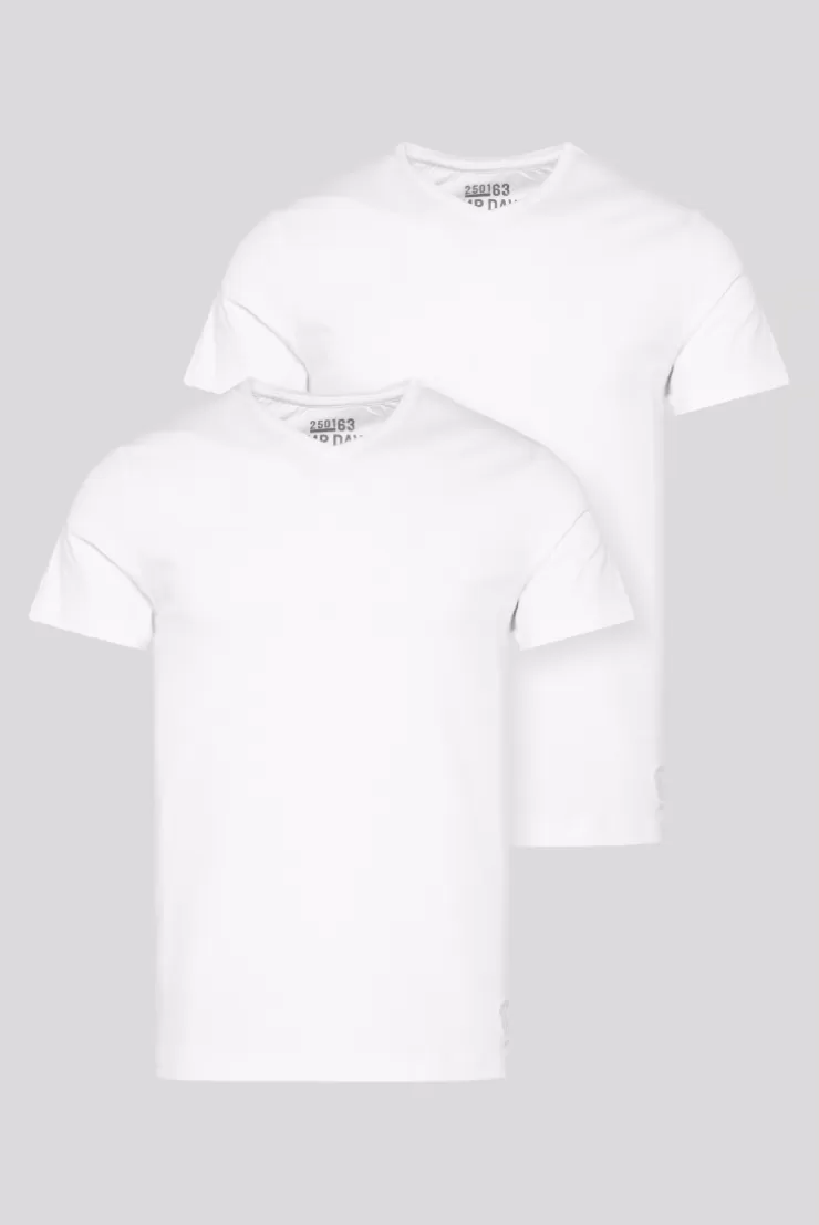 CAMP DAVID & SOCCX Basic T-Shirt mit V-Neck, Doppelpack optic white / optic white opticwhite Flash Sale