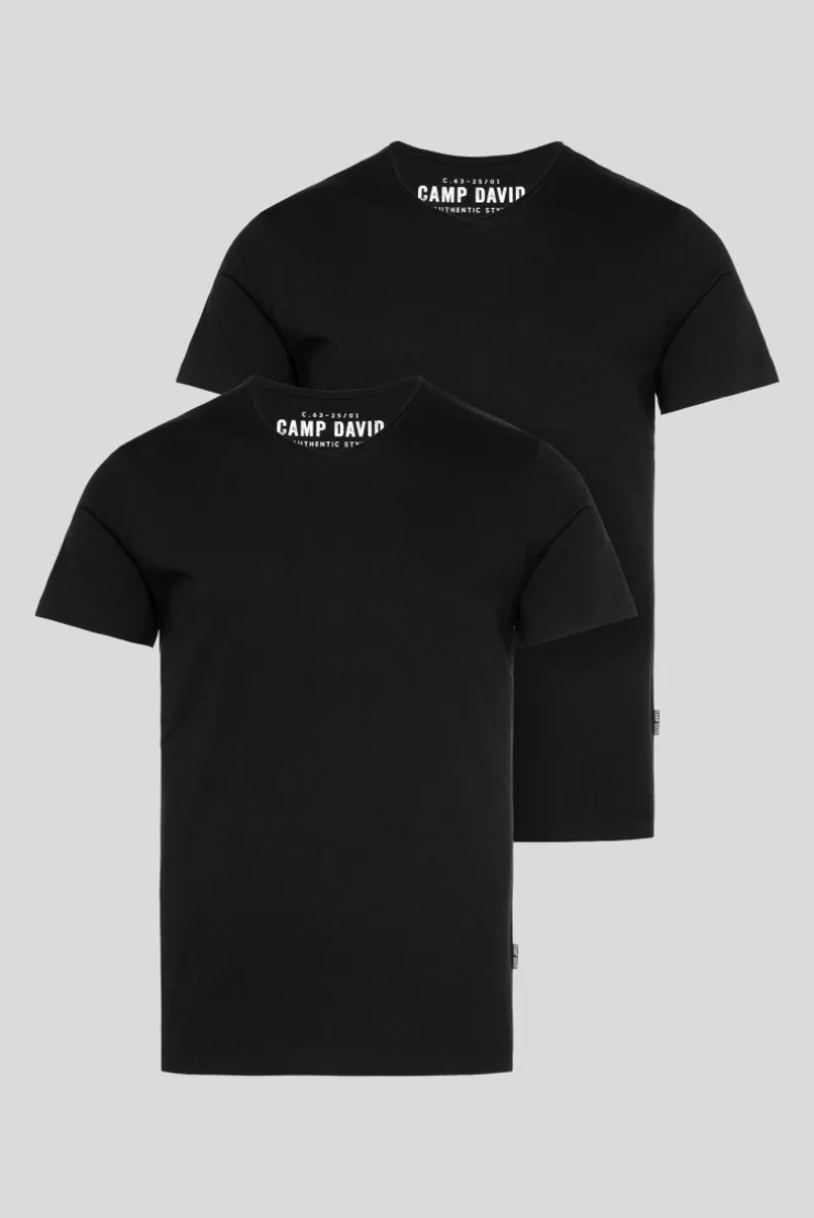 CAMP DAVID & SOCCX Basic T-Shirt V-Neck 2er-Pack black Online