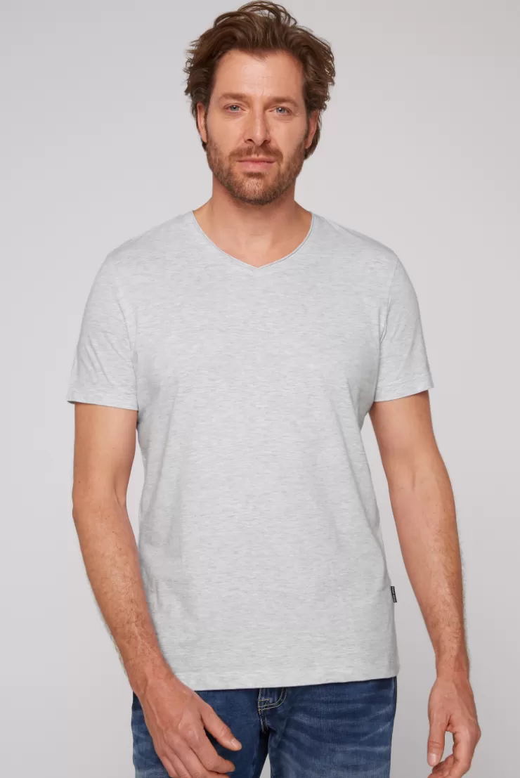 CAMP DAVID & SOCCX Basic T-Shirt V-Neck 2er-Pack grey melange greymelange Outlet