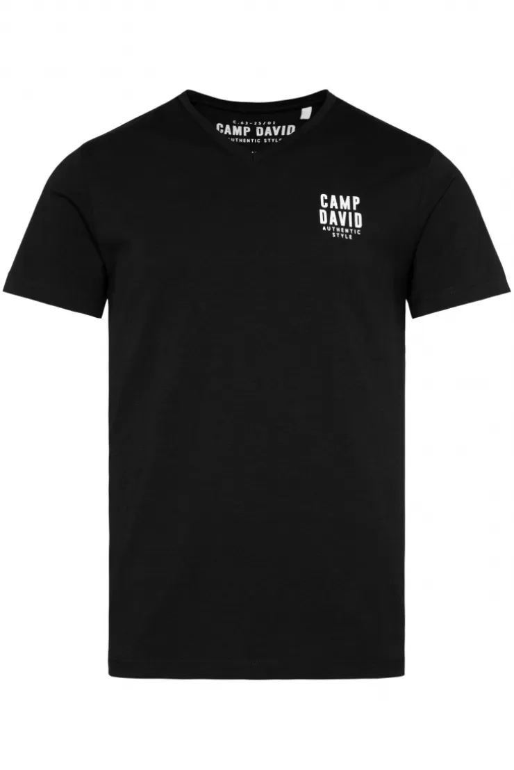 CAMP DAVID & SOCCX Basic T-Shirt V-Neck mit Logo Print black Best