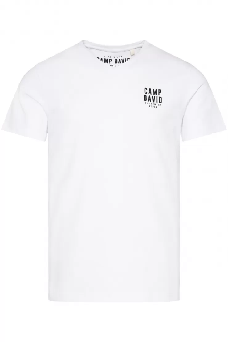 CAMP DAVID & SOCCX Basic T-Shirt V-Neck mit Logo Print opticwhite Best Sale