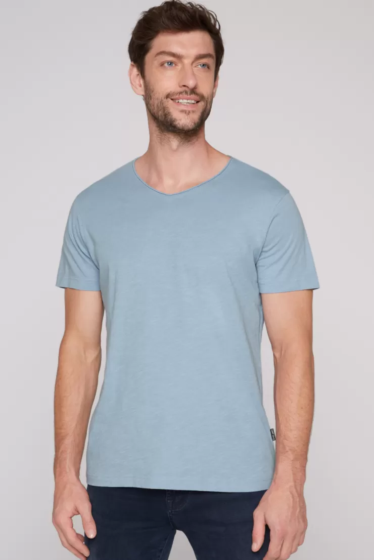 CAMP DAVID & SOCCX Basic T-Shirt V-Neck mit Used-Kante new blue newblue Hot