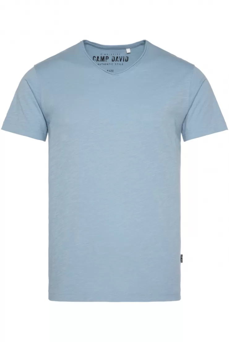 CAMP DAVID & SOCCX Basic T-Shirt V-Neck mit Used-Kante new blue newblue New