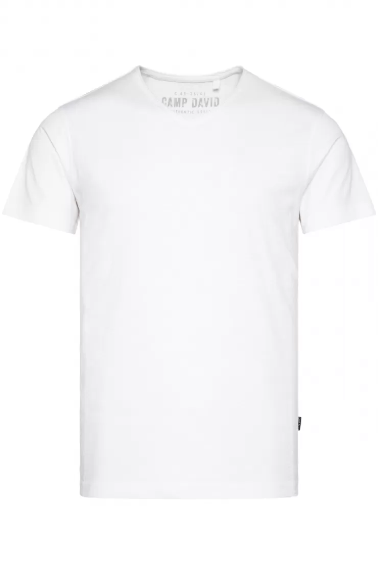 CAMP DAVID & SOCCX Basic T-Shirt V-Neck mit Used-Kante opticwhite Online