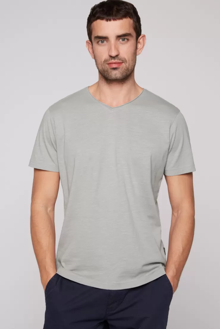 CAMP DAVID & SOCCX Basic T-Shirt V-Neck mit Used-Kante polo grey pologrey Online