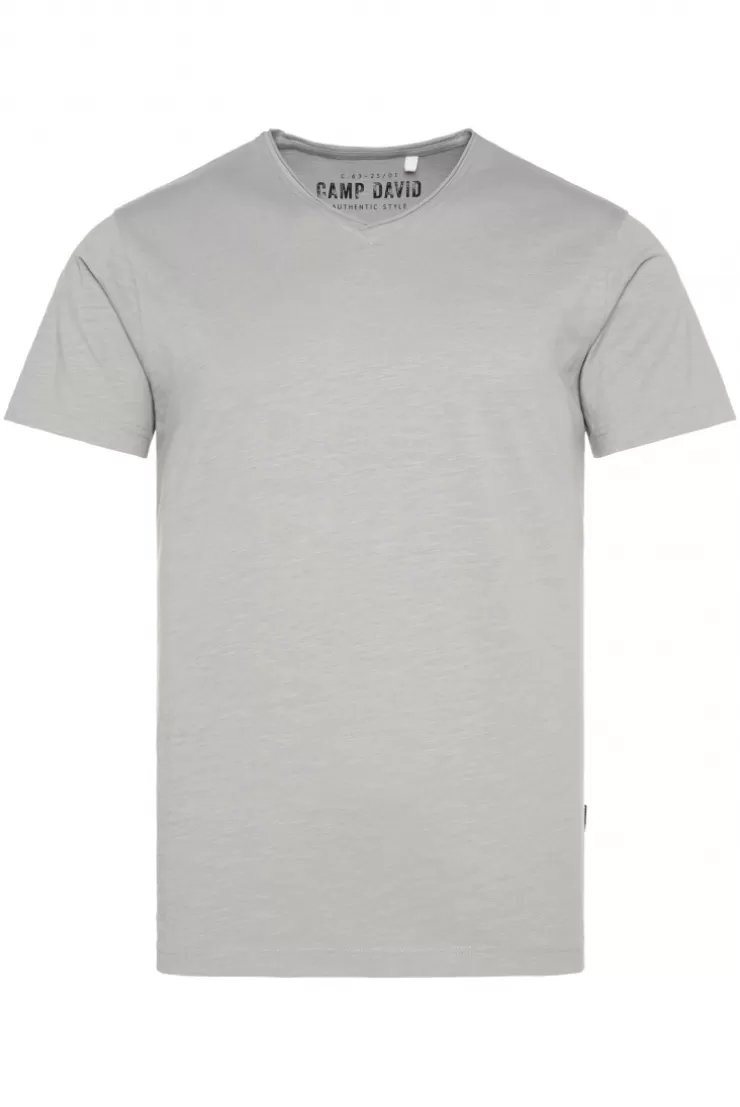 CAMP DAVID & SOCCX Basic T-Shirt V-Neck mit Used-Kante polo grey pologrey Online