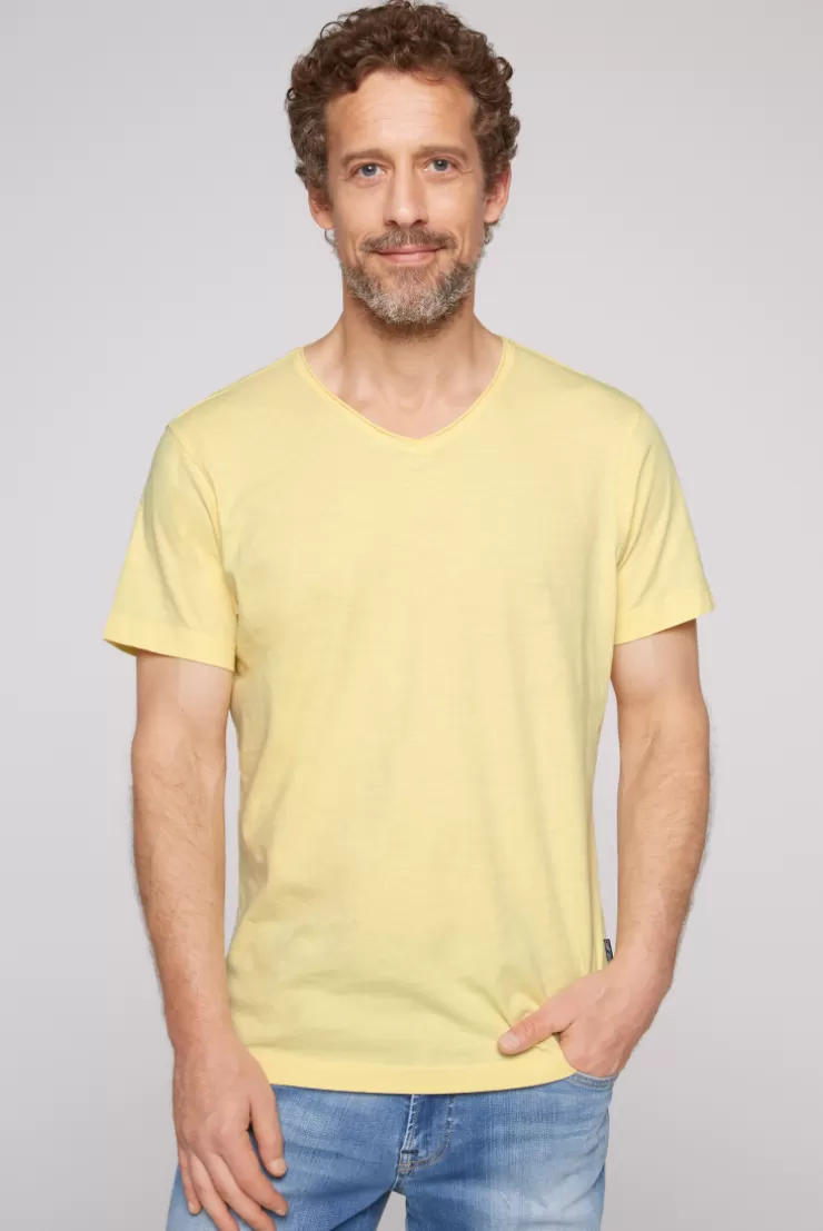 CAMP DAVID & SOCCX Basic T-Shirt V-Neck mit Used-Kante sun Best Sale