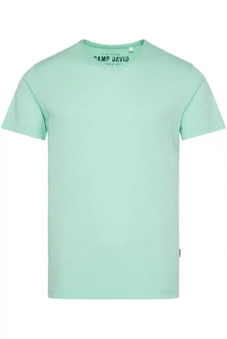 CAMP DAVID & SOCCX Basic T-Shirt V-Neck mit Used-Kante sun aqua sunaqua New