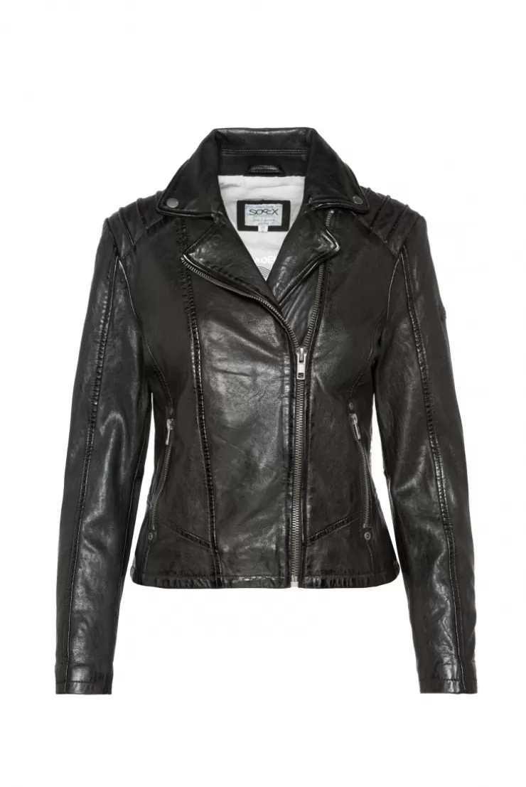 CAMP DAVID & SOCCX Bikerjacke aus Leder im Vintage Look black Online