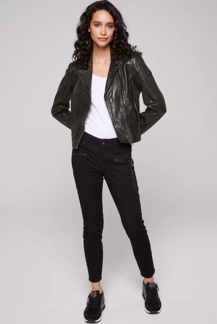 CAMP DAVID & SOCCX Bikerjacke aus Leder im Vintage Look black Online