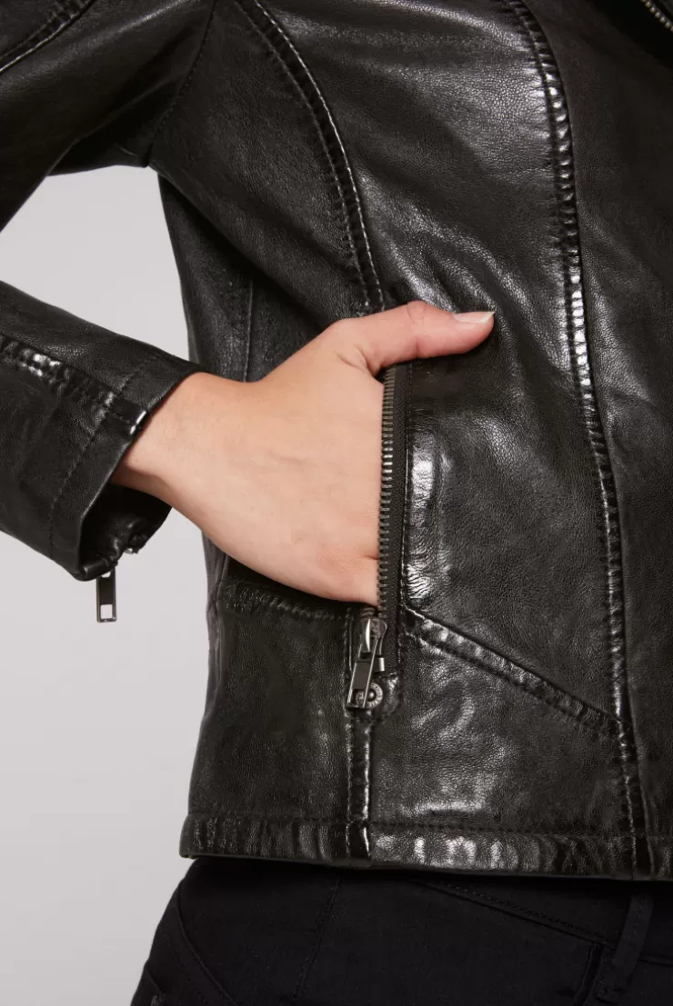 CAMP DAVID & SOCCX Bikerjacke aus Leder im Vintage Look black Online