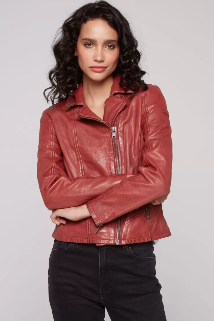 CAMP DAVID & SOCCX Bikerjacke aus Leder im Vintage Look red Outlet