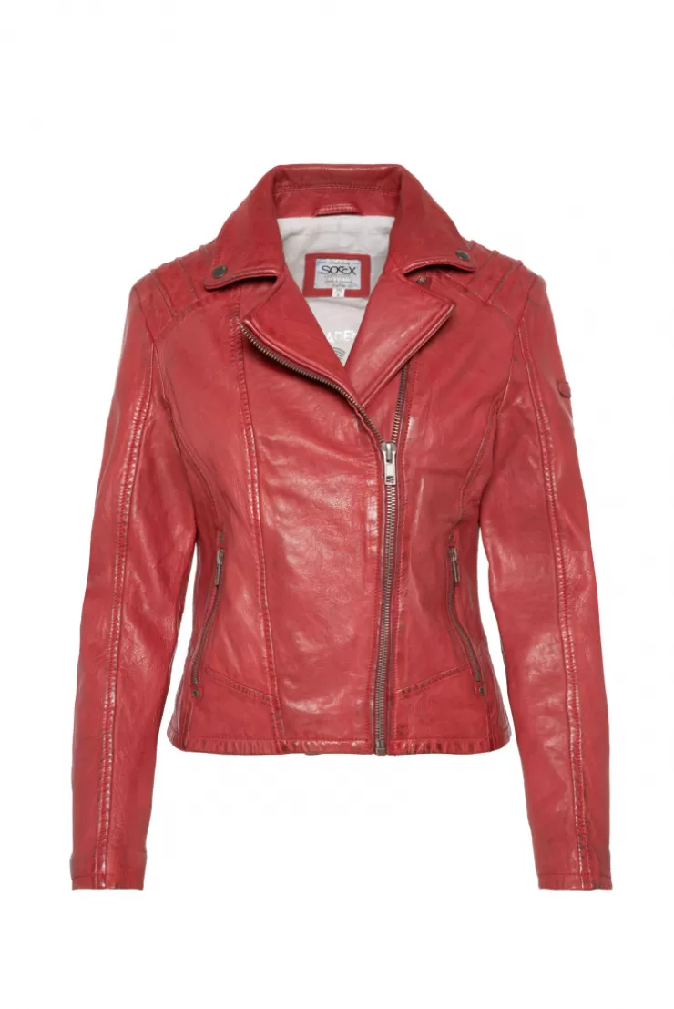 CAMP DAVID & SOCCX Bikerjacke aus Leder im Vintage Look red Outlet