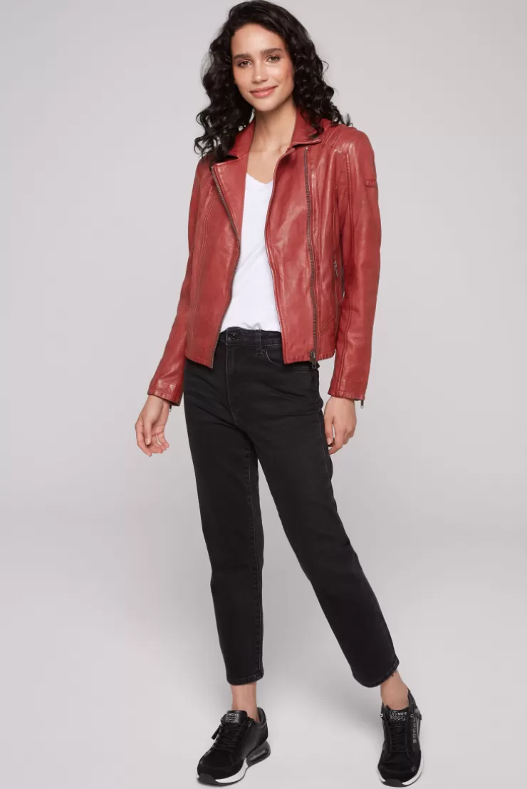 CAMP DAVID & SOCCX Bikerjacke aus Leder im Vintage Look red Outlet