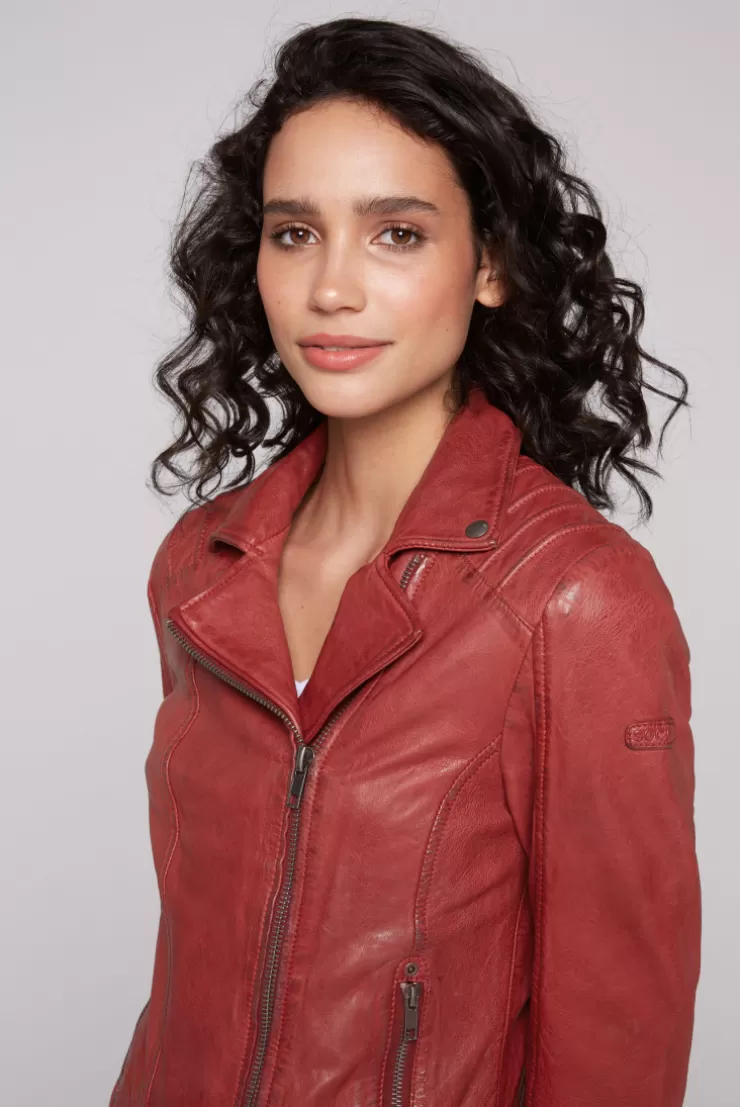 CAMP DAVID & SOCCX Bikerjacke aus Leder im Vintage Look red Outlet