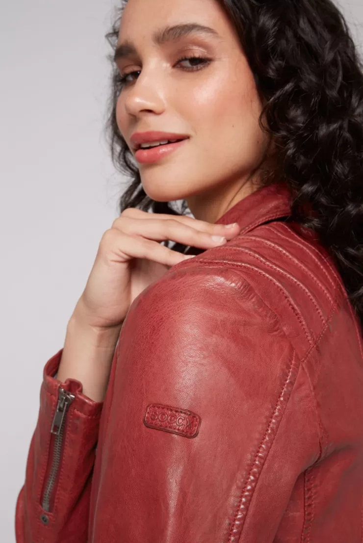 CAMP DAVID & SOCCX Bikerjacke aus Leder im Vintage Look red Outlet