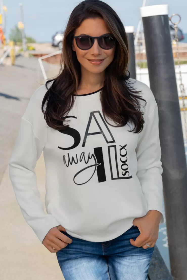 CAMP DAVID & SOCCX Bonded Sweatshirt mit Glossy-Print ivory Outlet