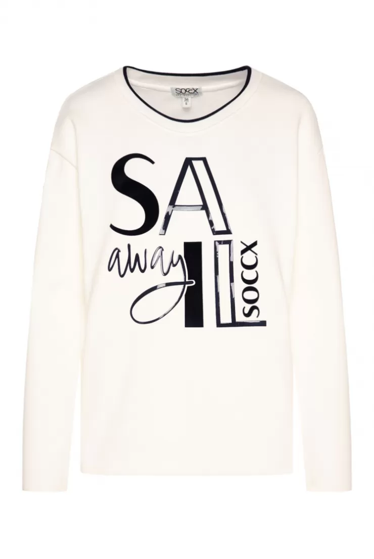 CAMP DAVID & SOCCX Bonded Sweatshirt mit Glossy-Print ivory Outlet