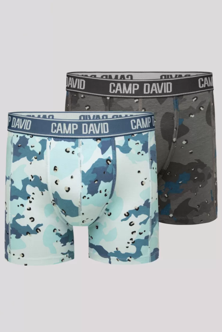 CAMP DAVID & SOCCX Boxershorts mit All Over Print, 2er-Pack light blue / anthra Sale