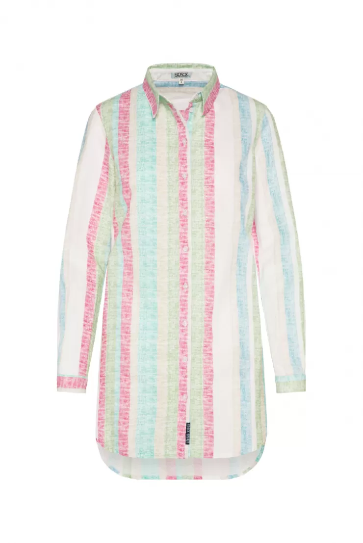 CAMP DAVID & SOCCX Bunt gestreifte Leinenbluse multi color multicolor Shop