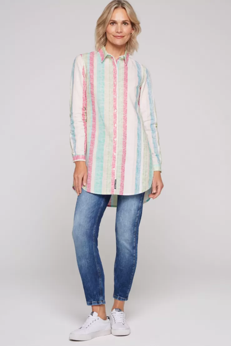 CAMP DAVID & SOCCX Bunt gestreifte Leinenbluse multi color multicolor Shop
