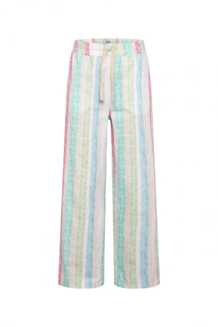 CAMP DAVID & SOCCX Bunt gestreifte Leinenhose multi color multicolor Sale
