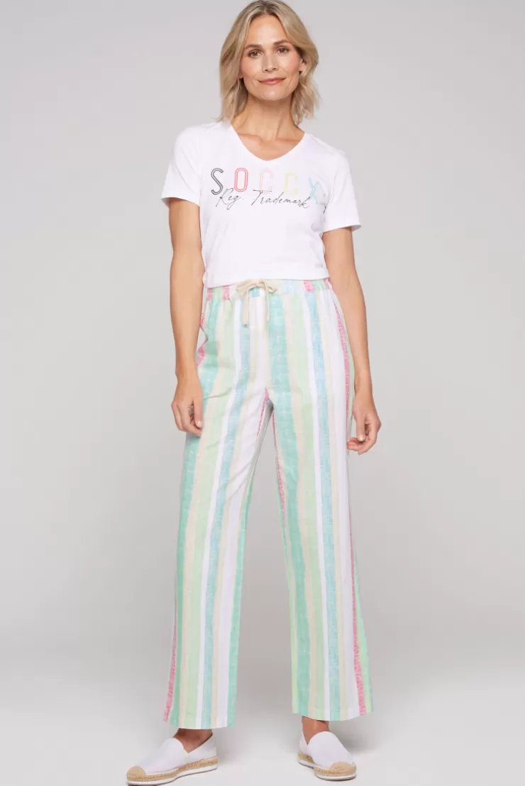 CAMP DAVID & SOCCX Bunt gestreifte Leinenhose multi color multicolor Sale