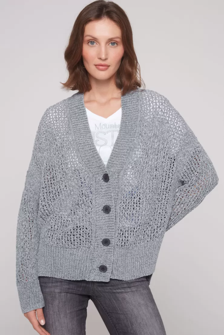 CAMP DAVID & SOCCX Chenille-Cardigan mit Strickmuster cold grey coldgrey Cheap