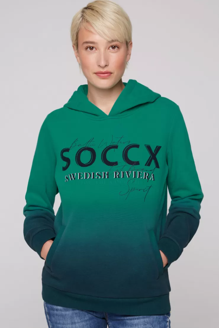 CAMP DAVID & SOCCX Dip Dye Hoodie mit Logo Print bottle green bottlegreen Outlet