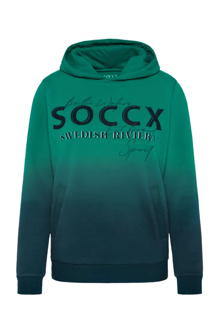 CAMP DAVID & SOCCX Dip Dye Hoodie mit Logo Print bottle green bottlegreen Outlet