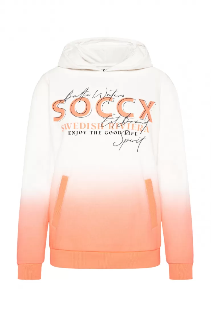 CAMP DAVID & SOCCX Dip Dye Hoodie mit Logo Print ivory Online