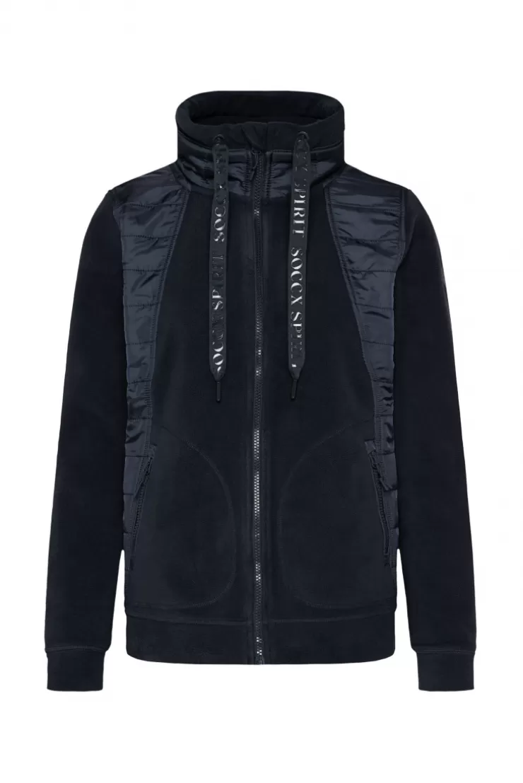 CAMP DAVID & SOCCX Fleecejacke mit tonigen Stepp-Details blue navy bluenavy Store