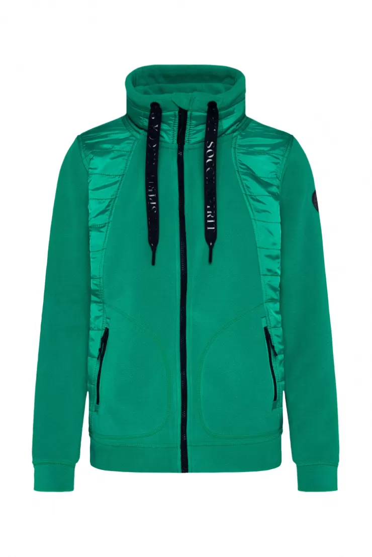 CAMP DAVID & SOCCX Fleecejacke mit tonigen Stepp-Details bottle green bottlegreen Best Sale