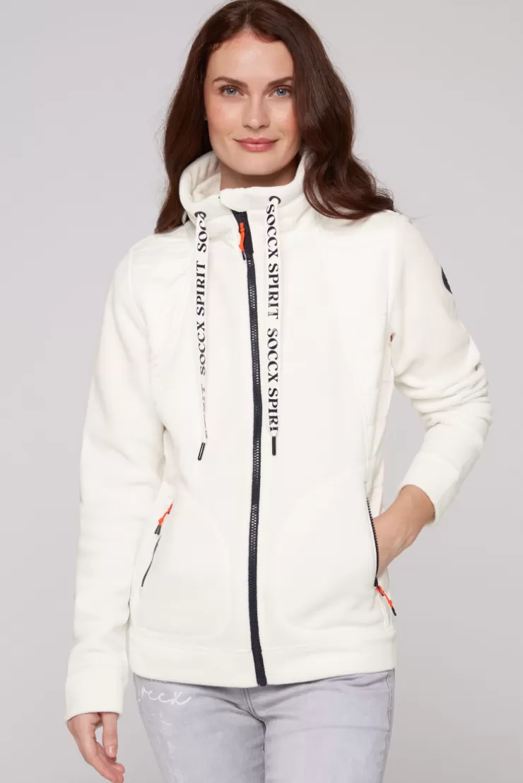 CAMP DAVID & SOCCX Fleecejacke mit tonigen Stepp-Details ivory Cheap